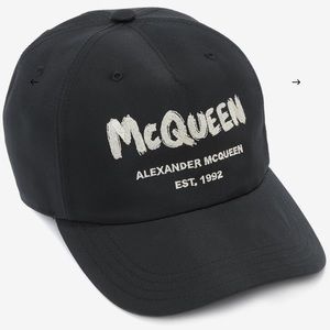 Men's McQueen Graffiti Baseball Cap in Black/ivory